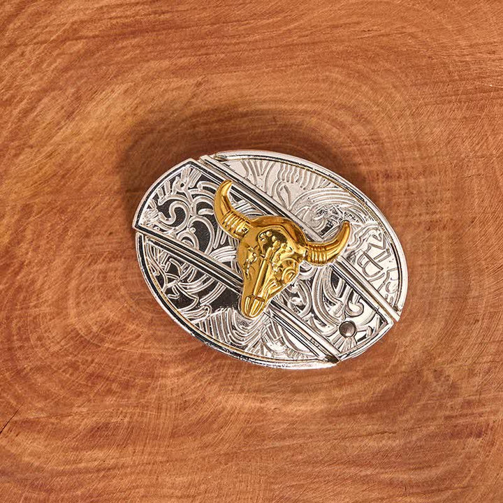 Herren DIY Gold & Silber Bull Verstecktes Klappmesser Ledergürtel - image 3