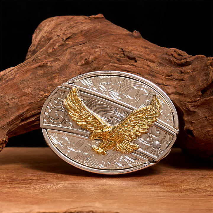 Herren DIY Gold & Silber Adler Verstecktes Klappmesser Ledergürtel - Adler - Ohne Gürtel - Nicht im Lieferumfang enthaltener Gürtel - image 0