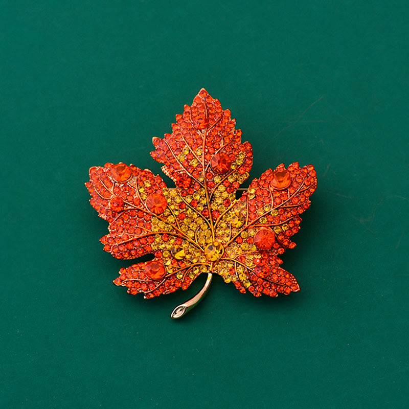 Exquisites Kristallbroschen-Accessoire in Ahornblattform - Rot - image 0