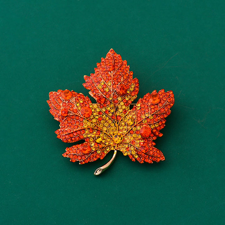 Exquisites Kristallbroschen-Accessoire in Ahornblattform - Rot - image 0