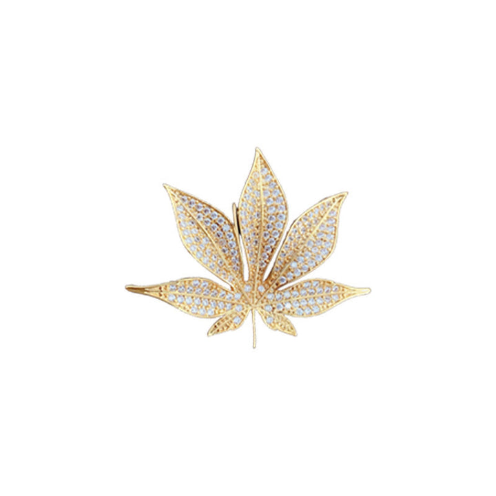 Goldene Mode Zirkon Maple Leaf Metall Brosche - image 3