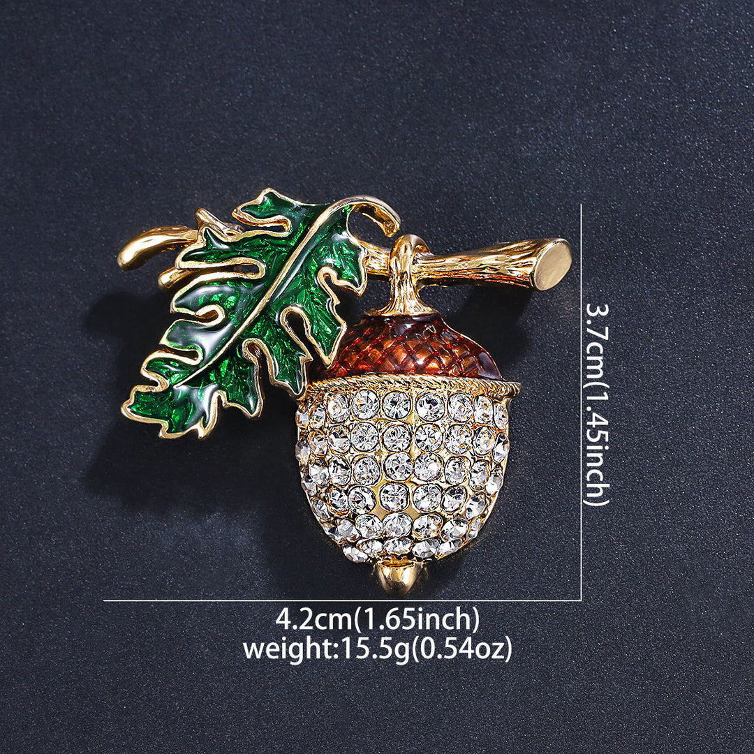 Exquisite Herbst-Brosche aus Tannenzapfen-Diamantlegierung - image 2