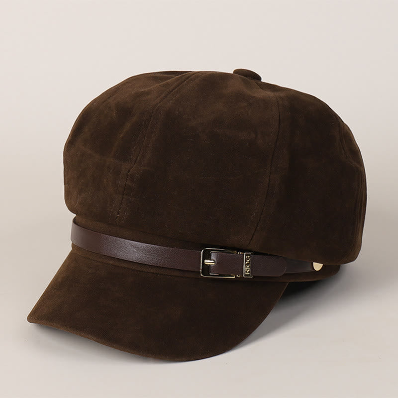 Modische einfarbige Winter-Barettmütze für Damen mit Schnalle - Kaffee - M (22"-22 7/8") - image 5
