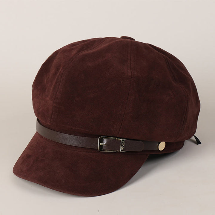 Modische einfarbige Winter-Barettmütze für Damen mit Schnalle - Wein - M (22"-22 7/8") - image 4