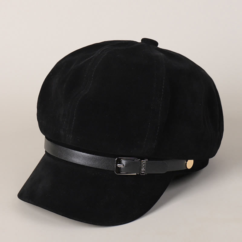 Modische einfarbige Winter-Barettmütze für Damen mit Schnalle - Schwarz - M (22"-22 7/8") - image 3