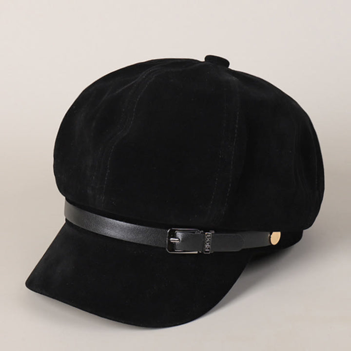 Modische einfarbige Winter-Barettmütze für Damen mit Schnalle - Schwarz - M (22"-22 7/8") - image 3
