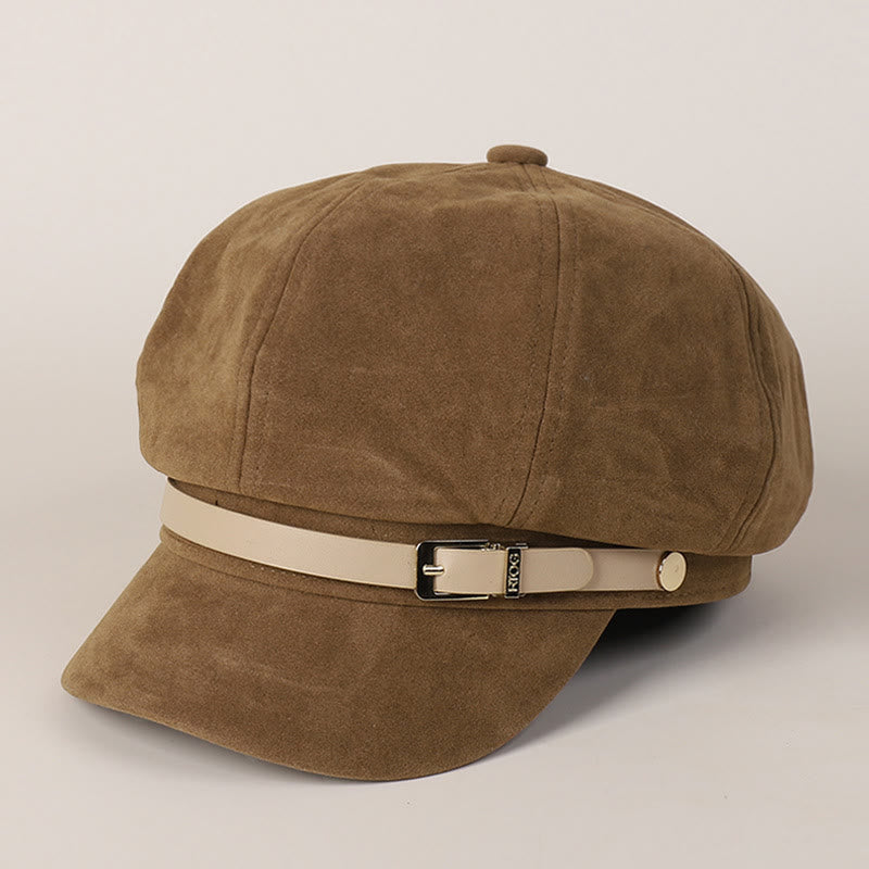 Modische einfarbige Winter-Barettmütze für Damen mit Schnalle - Kamel - M (22"-22 7/8") - image 0