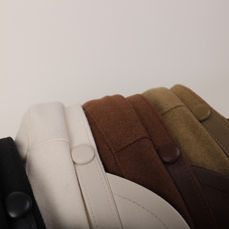 Unisex Wintermode PU-Krempe Flat Top Baskenmütze - image 4