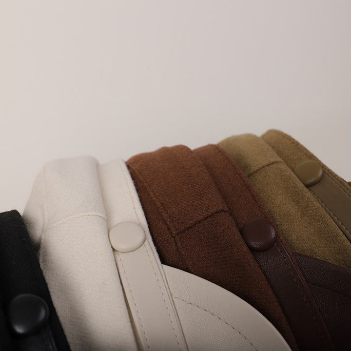 Unisex Wintermode PU-Krempe Flat Top Baskenmütze - image 4
