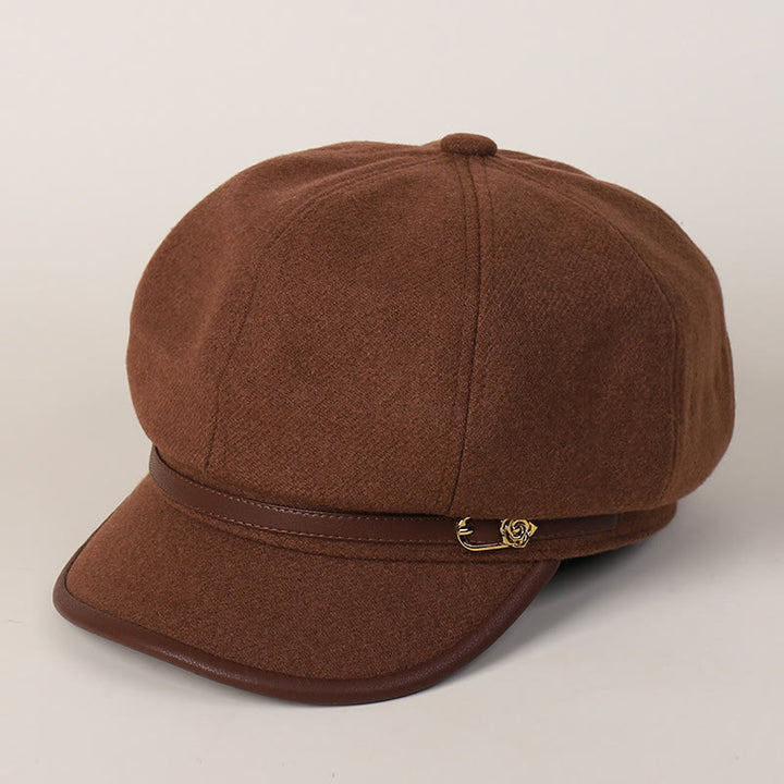 Randumwickelte Gürtelschnalle Modische Winter-Barettmütze für Damen - Dunkelrot - M (22"-22 7/8") - image 9