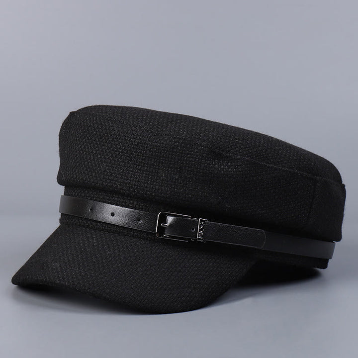 Wintergürtel Metallschnalle Flat Top Damen Baskenmütze - Schwarz - M (22"-22 7/8") - image 7