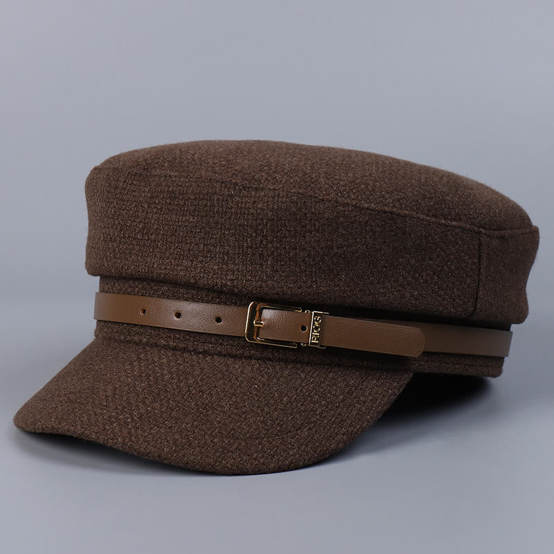 Wintergürtel Metallschnalle Flat Top Damen Baskenmütze - Kaffee - M (22"-22 7/8") - image 0