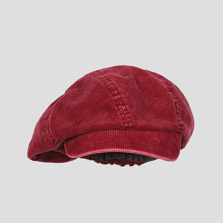 Unisex Distress Washed Corduroy Cloud Baskenmütze - Rot - M (22"-22 7/8") - image 10