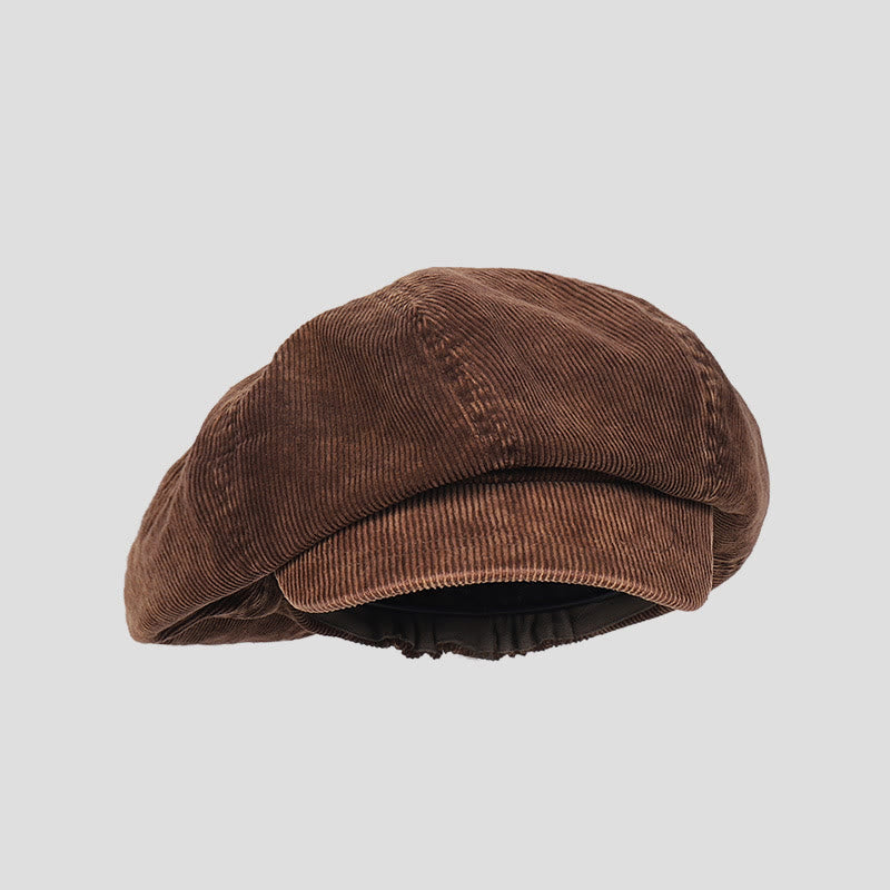 Unisex Distress Washed Corduroy Cloud Baskenmütze - Kaffee - M (22"-22 7/8") - image 0