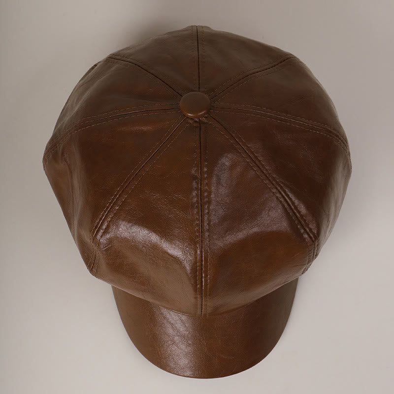 Damen Winter Retro Leder Baskenmütze - image 1
