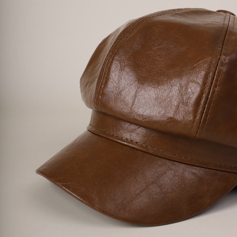 Damen Winter Retro Leder Baskenmütze - image 2