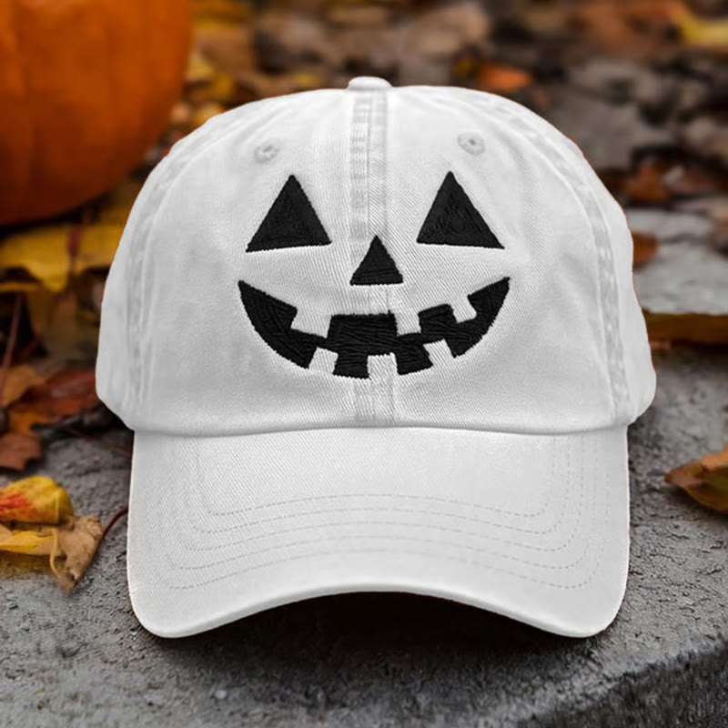 Halloween-Baseballkappe mit lustigem Kürbisgesichts-Print - Weiß - Einstellbar (ca. 21 5/8"-23 1/4") - image 1