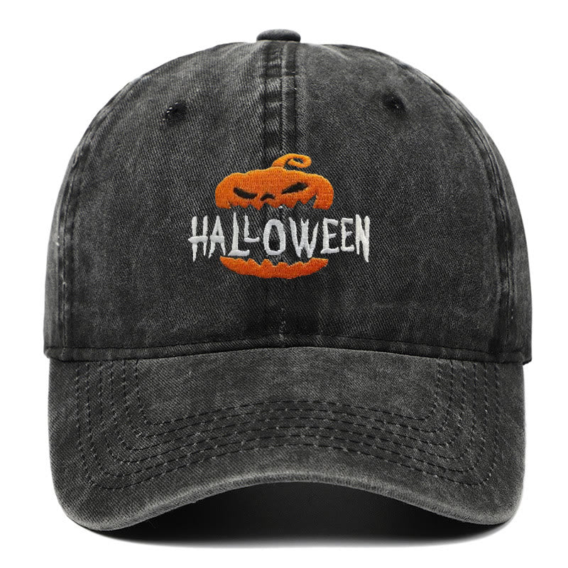 Halloween Horror Kürbis Bestickte Baseballmütze - Schwarz - M（22"-22 7/8"） - image 1