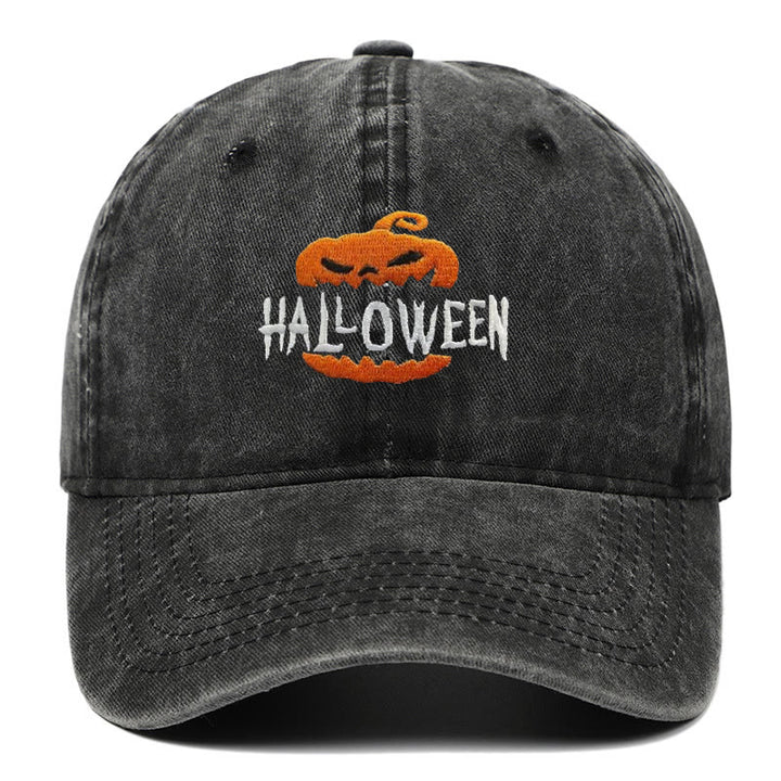 Halloween Horror Kürbis Bestickte Baseballmütze - Schwarz - M（22"-22 7/8"） - image 1