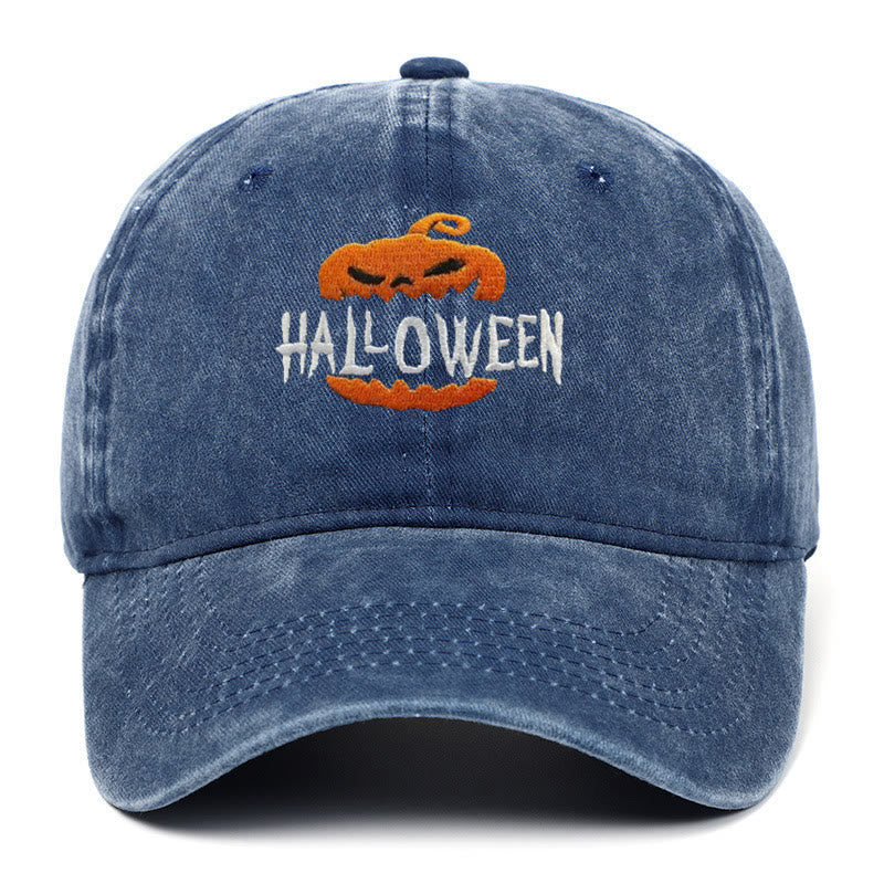 Halloween Horror Kürbis Bestickte Baseballmütze - Blau - M（22"-22 7/8"） - image 5