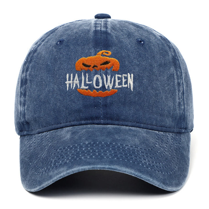 Halloween Horror Kürbis Bestickte Baseballmütze - Blau - M（22"-22 7/8"） - image 5