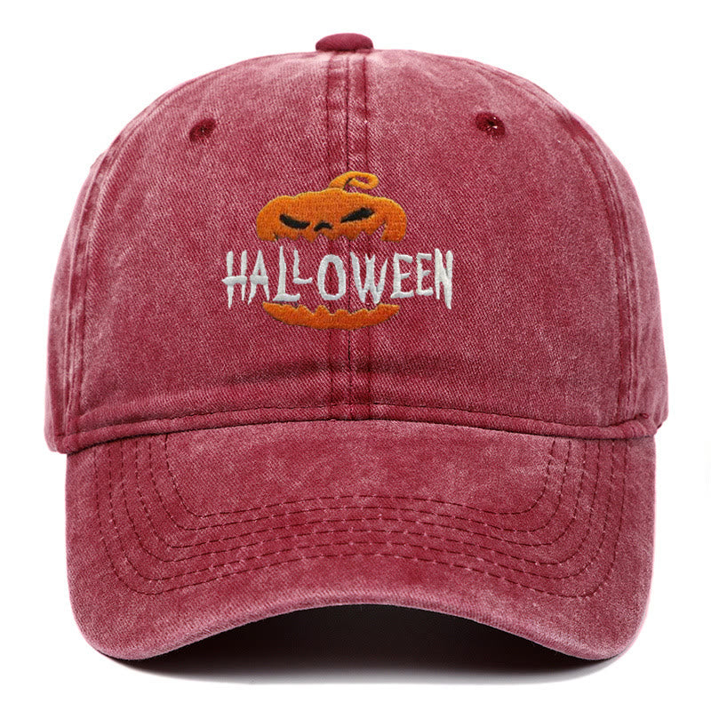 Halloween Horror Kürbis Bestickte Baseballmütze - Wein - M（22"-22 7/8"） - image 6