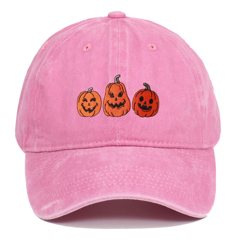 Halloween Drei Kürbisse Bestickte gewaschene Baseballmütze - Rosa - Einstellbar (22 7/8"-24 1/2") - image 8