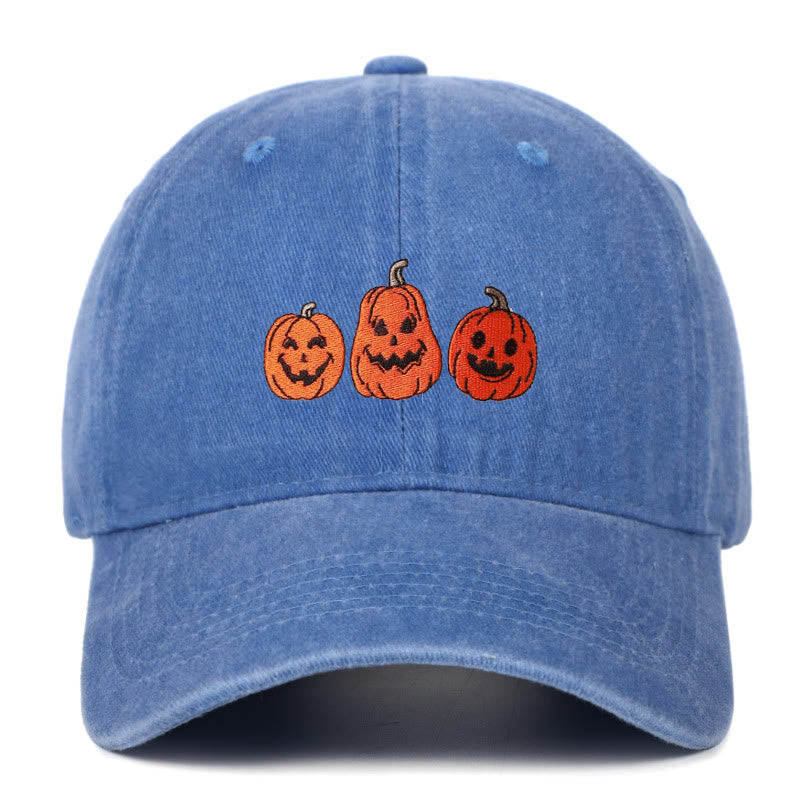 Halloween Drei Kürbisse Bestickte gewaschene Baseballmütze - Hellblau - Einstellbar (22 7/8"-24 1/2") - image 10