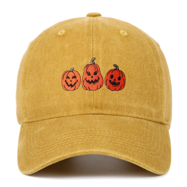 Halloween Drei Kürbisse Bestickte gewaschene Baseballmütze - Gelb - Einstellbar (22 7/8"-24 1/2") - image 11