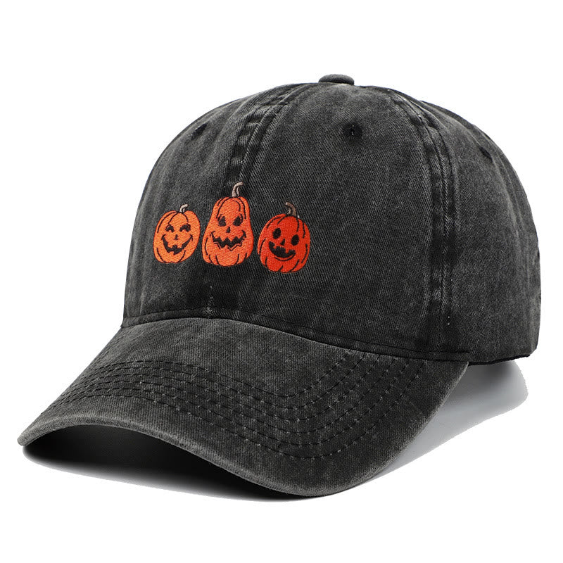 Halloween Drei Kürbisse Bestickte gewaschene Baseballmütze - image 0