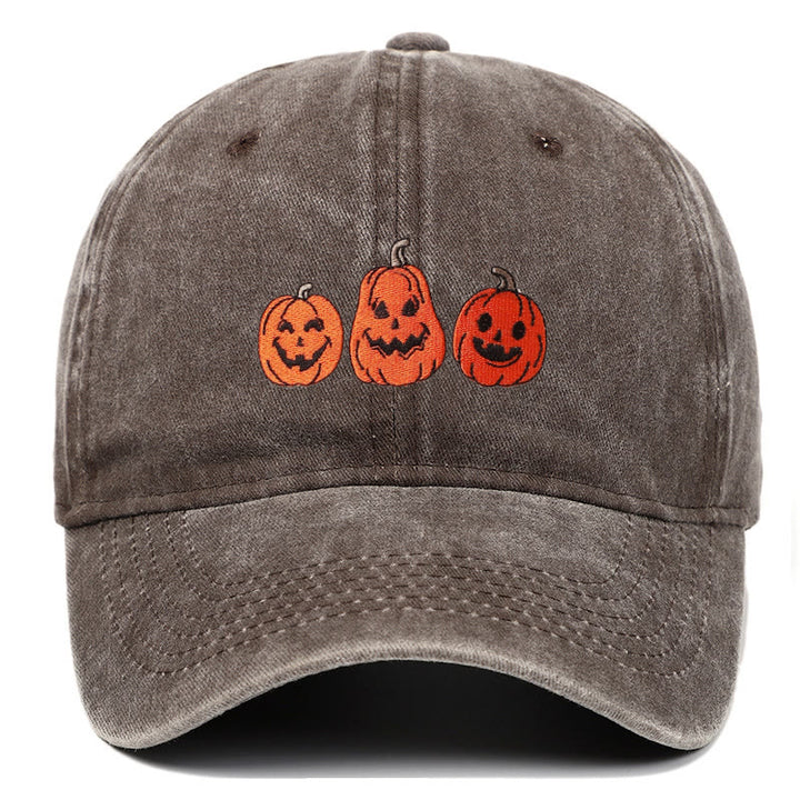 Halloween Drei Kürbisse Bestickte gewaschene Baseballmütze - Kaffee - Einstellbar (22 7/8"-24 1/2") - image 7