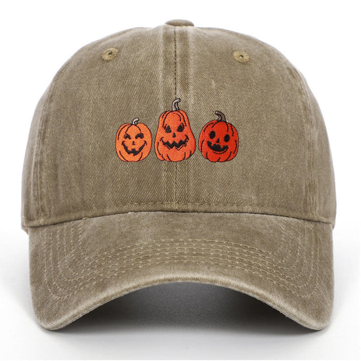 Halloween Drei Kürbisse Bestickte gewaschene Baseballmütze - Khaki - Einstellbar (22 7/8"-24 1/2") - image 9