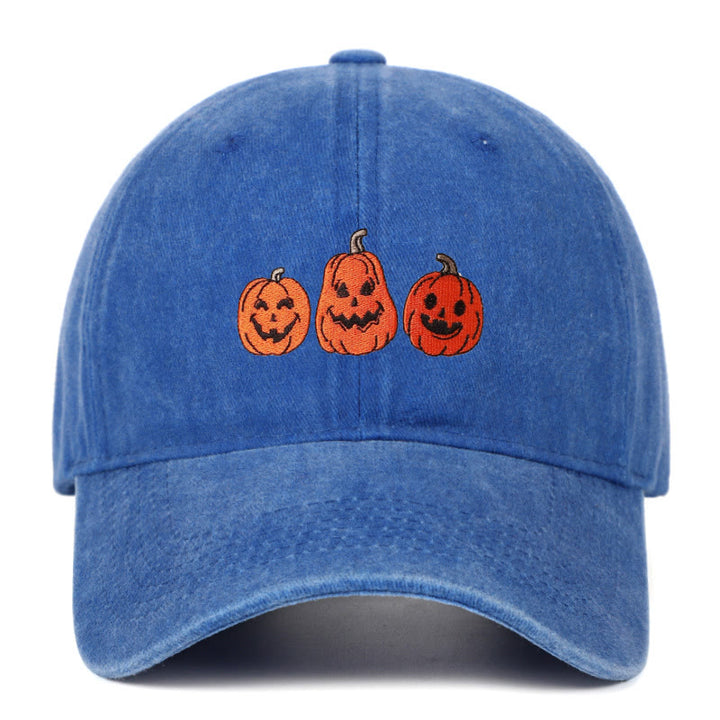 Halloween Drei Kürbisse Bestickte gewaschene Baseballmütze - Dunkelblau - Einstellbar (22 7/8"-24 1/2") - image 16