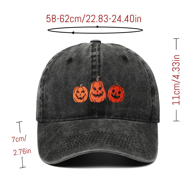 Halloween Drei Kürbisse Bestickte gewaschene Baseballmütze - image 3