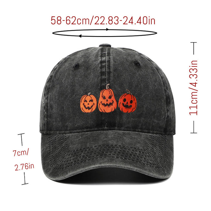 Halloween Drei Kürbisse Bestickte gewaschene Baseballmütze - image 3