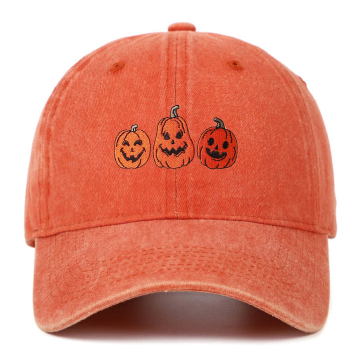 Halloween Drei Kürbisse Bestickte gewaschene Baseballmütze - Orange - Einstellbar (22 7/8"-24 1/2") - image 13
