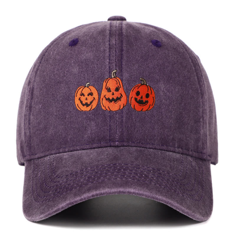 Halloween Drei Kürbisse Bestickte gewaschene Baseballmütze - Lila - Einstellbar (22 7/8"-24 1/2") - image 17
