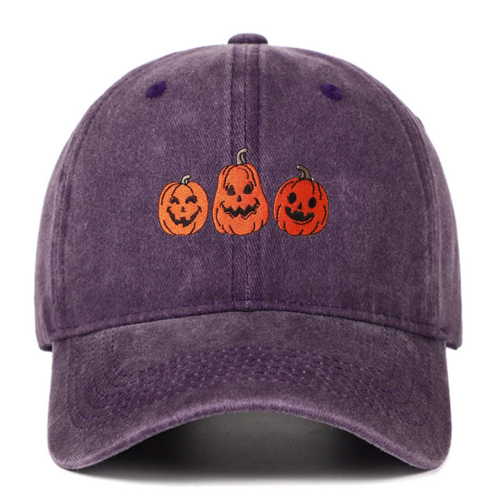 Halloween Drei Kürbisse Bestickte gewaschene Baseballmütze - Lila - Einstellbar (22 7/8"-24 1/2") - image 17
