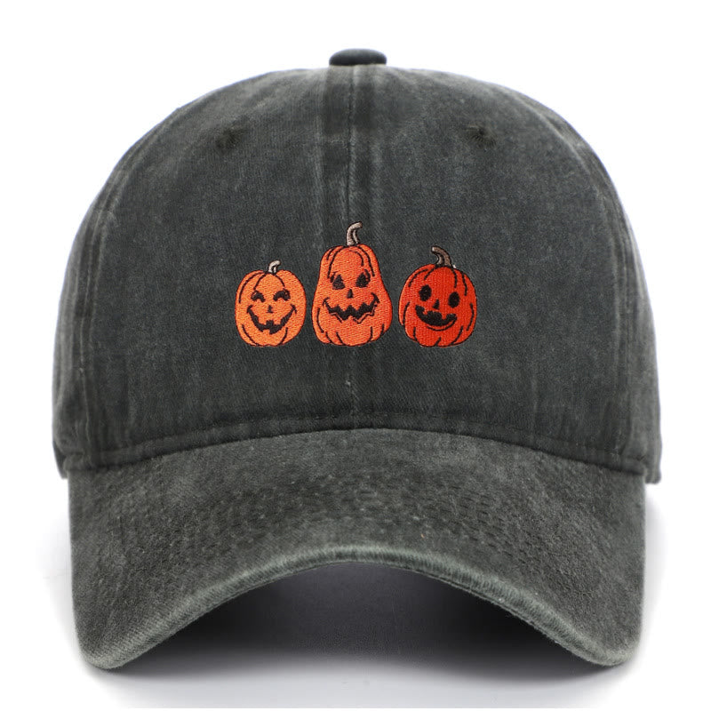Halloween Drei Kürbisse Bestickte gewaschene Baseballmütze - Armeegrün - Einstellbar (22 7/8"-24 1/2") - image 12