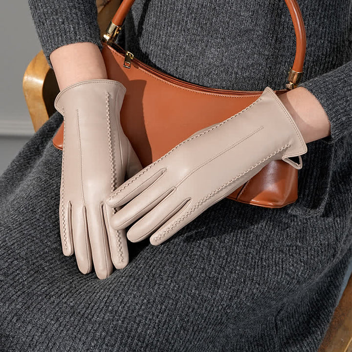 Damenhandschuhe aus echtem Schaffell mit Falten - image 10