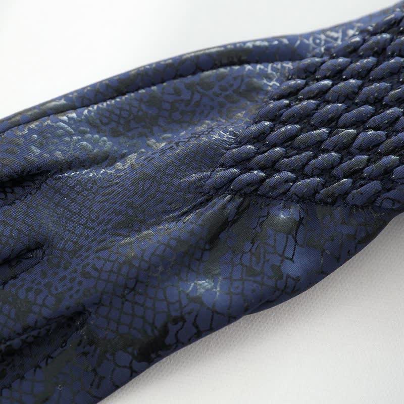 Damenhandschuhe aus weichem Samt mit glänzendem Pythonmuster - image 5