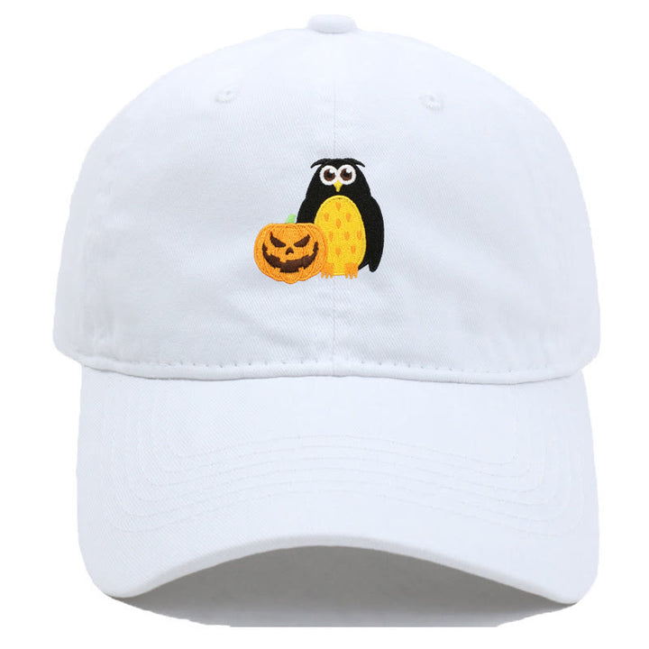 Halloween Kürbis Eule Bestickte Baseballmütze - Weiß - M（22"-22 7/8"） - image 2
