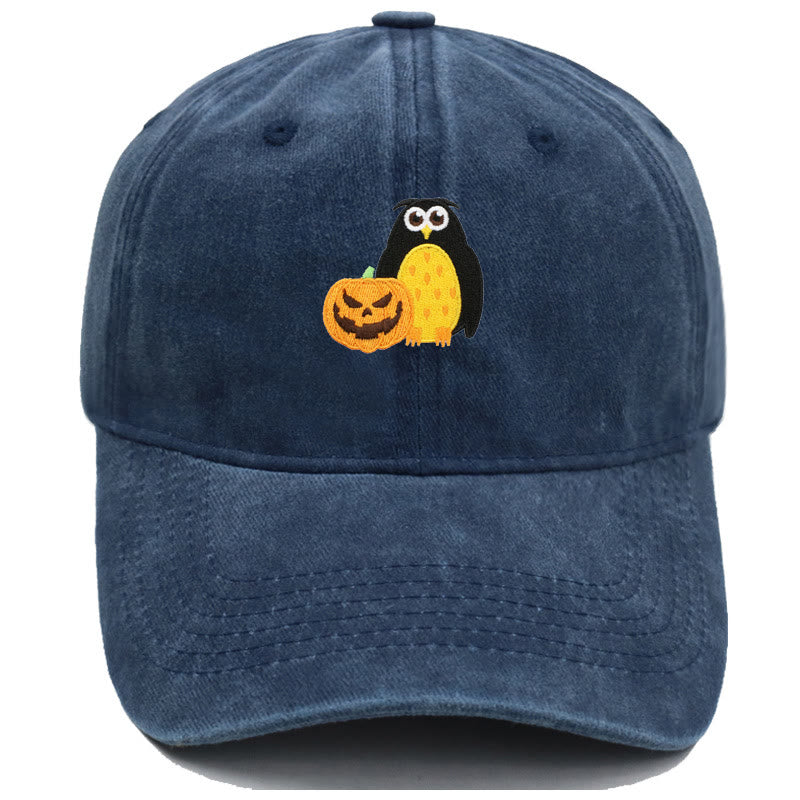 Halloween Kürbis Eule Bestickte Baseballmütze - Marineblau - M（22"-22 7/8"） - image 14