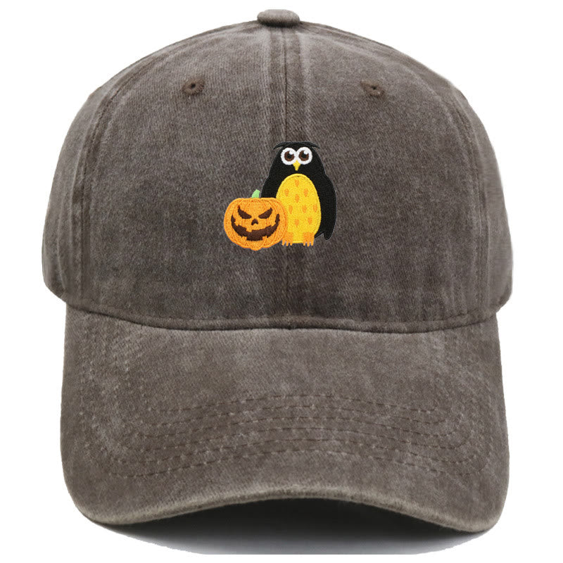 Halloween Kürbis Eule Bestickte Baseballmütze - Kaffee - M（22"-22 7/8"） - image 18