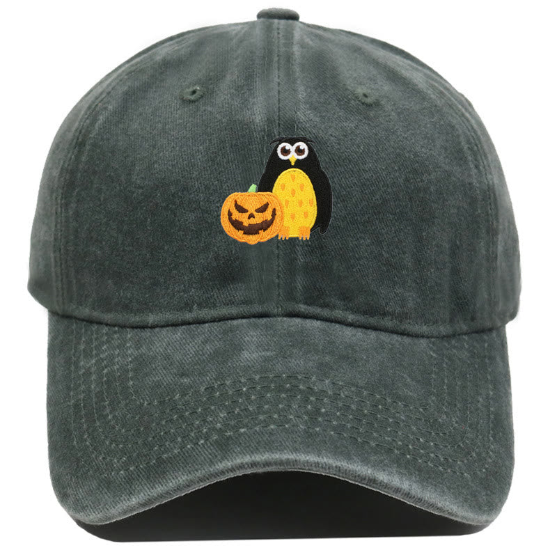 Halloween Kürbis Eule Bestickte Baseballmütze - Armeegrün - M（22"-22 7/8"） - image 17