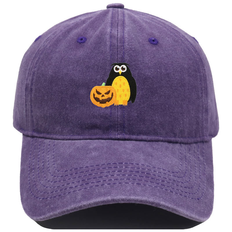 Halloween Kürbis Eule Bestickte Baseballmütze - Lila - M（22"-22 7/8"） - image 15