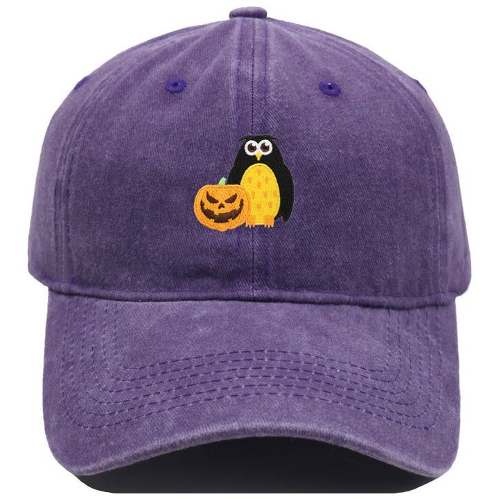 Halloween Kürbis Eule Bestickte Baseballmütze - Lila - M（22"-22 7/8"） - image 15