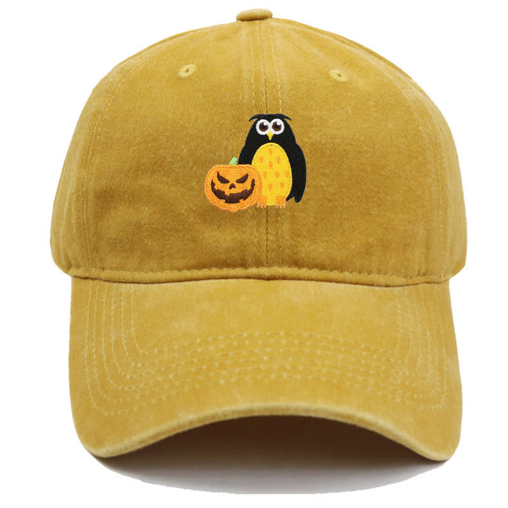 Halloween Kürbis Eule Bestickte Baseballmütze - Gelb - M（22"-22 7/8"） - image 10