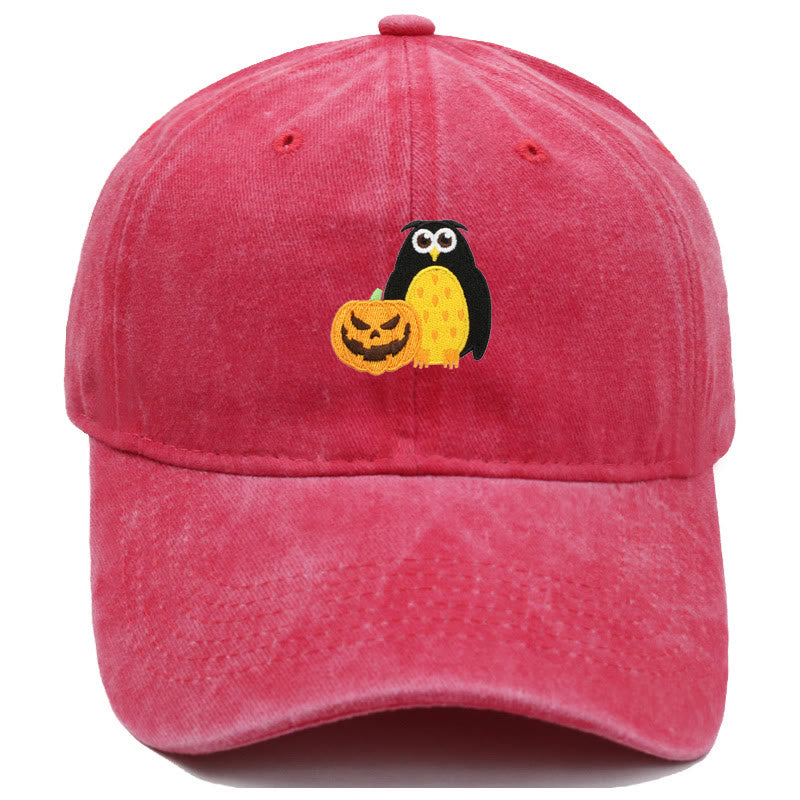 Halloween Kürbis Eule Bestickte Baseballmütze - Rot - M（22"-22 7/8"） - image 9