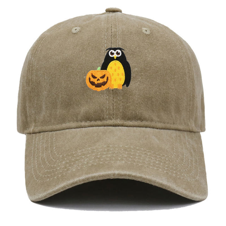 Halloween Kürbis Eule Bestickte Baseballmütze - Khaki - M（22"-22 7/8"） - image 5